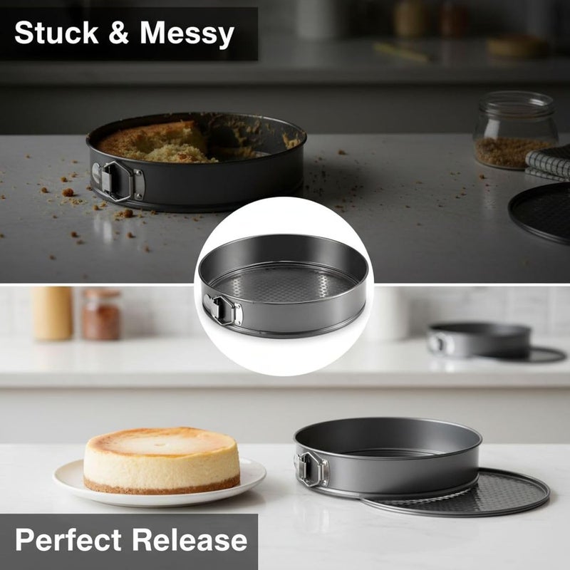 Springform Pan, 11 In / 28 cm Nonstick Round Cheesecake Pan, Carbon Steel with Leakproof Honeycomb Bottom, Cake Model for Baking, 11 x 2.6 in / 28 x 6.5 cm - Image 3