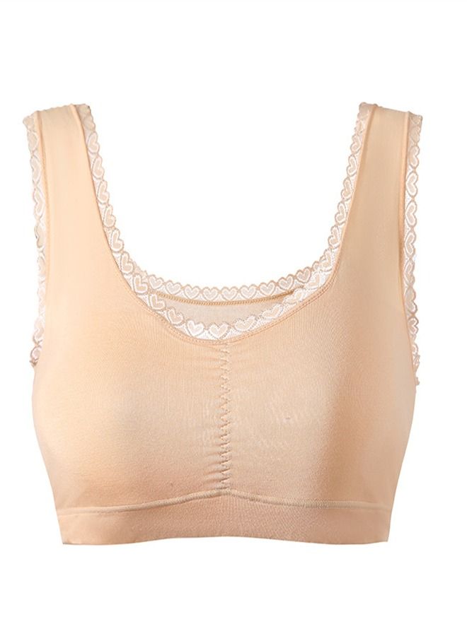 Loquat Women's Without No Sponge Pad No Steel Ring Sports Bra Beige 