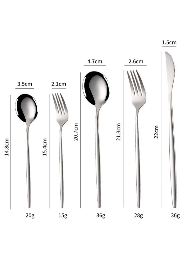 Sunhome SUNHOME 30-Piece Stainless Steel Cutlery Set Kitchen Utensil Set Western Tableware Suitable For Home Kitchen Restaurant Hotel Party Dining Picnic Dining Exquisite Packaging Gift Silver  - Image 3
