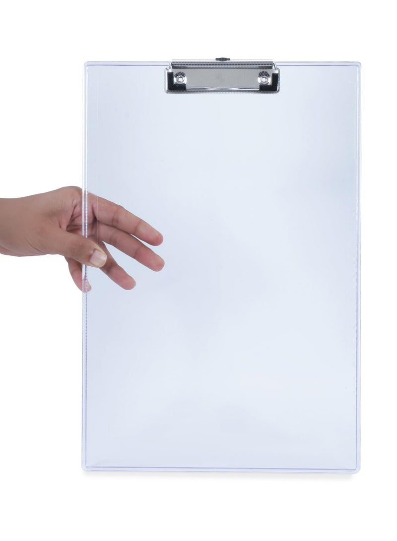 Omega Foolscap Size Transparent Acrylic Clip Board - Image 1