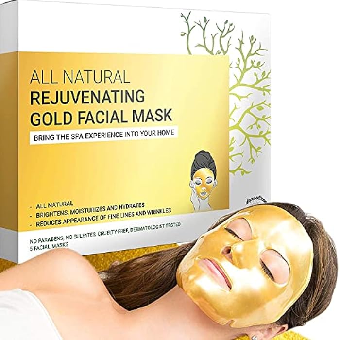 Doppeltree Gold Facial Mask - Premium Hydrogel Sheet Face Masks for Skin Care & Beauty, Hydrating & Anti Aging - Facemask with Collagen, Hyaluronic Acid & 24k Nano Gold - Image 1
