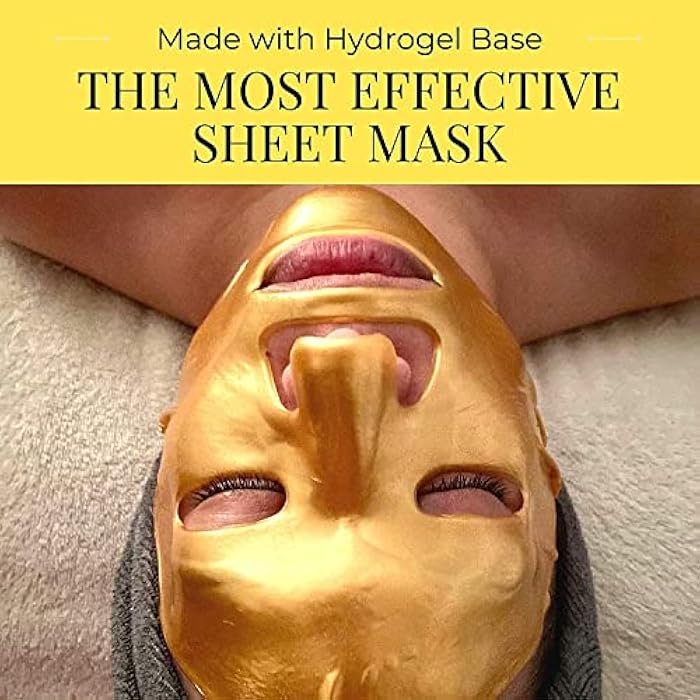 Doppeltree Gold Facial Mask - Premium Hydrogel Sheet Face Masks for Skin Care & Beauty, Hydrating & Anti Aging - Facemask with Collagen, Hyaluronic Acid & 24k Nano Gold - Image 2