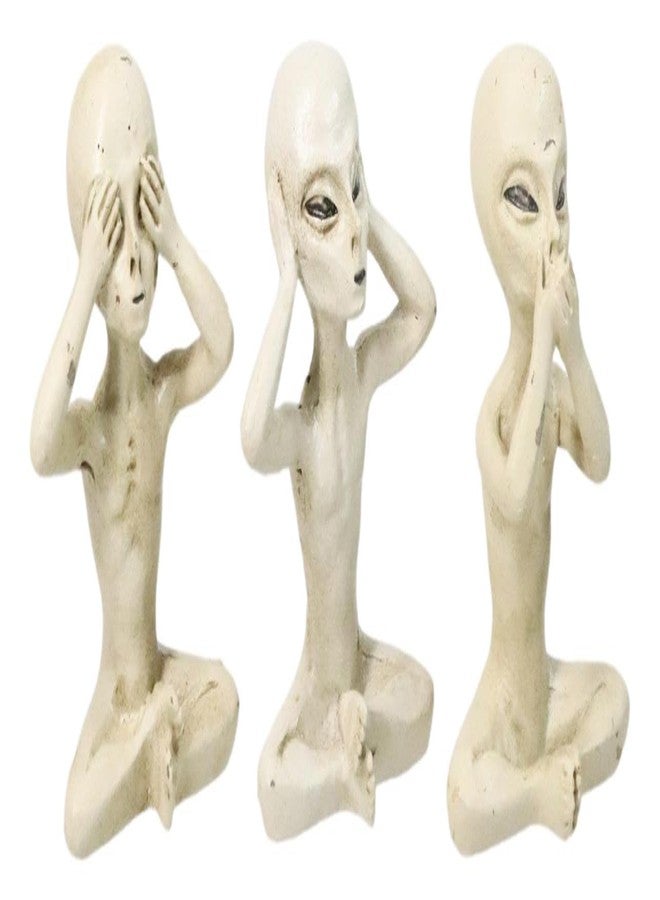 إيبروس جيفت مجموعة تماثيل إيبروس جيفت لمشاهدات الأجسام الطائرة المجهولة، بعنوان "أرى، أسمع، أتكلم، لا أتكلم شرًا"، تضم 3 تماثيل مصغرة لكائنات فضائية غريبة من لعبة غزاة الفضاء. - Image 2