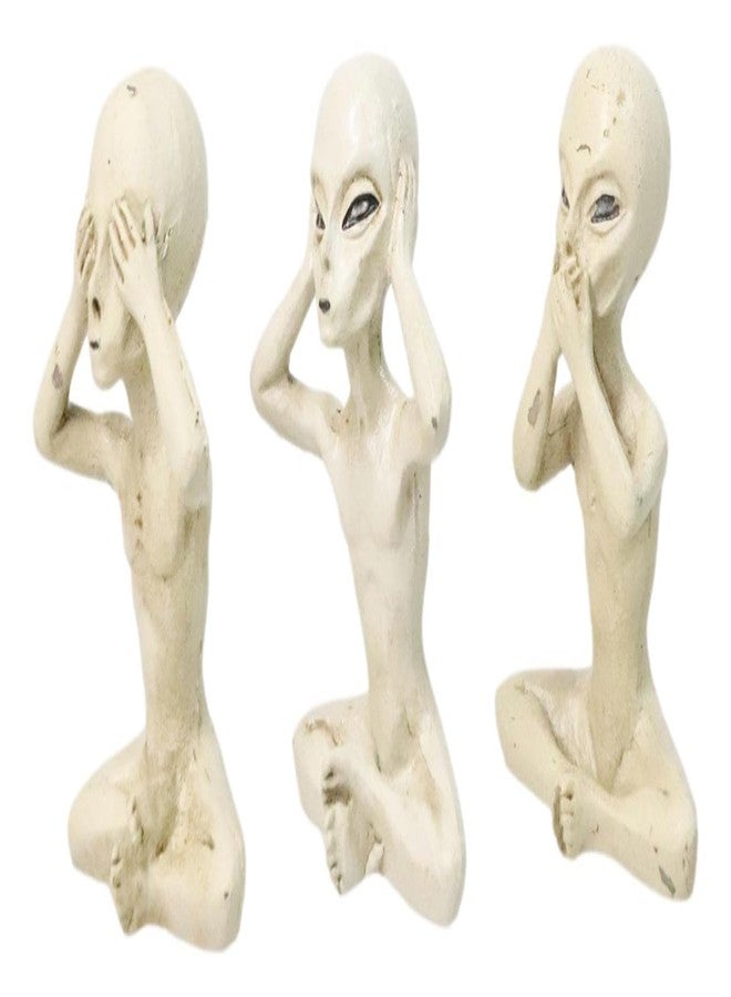 إيبروس جيفت مجموعة تماثيل إيبروس جيفت لمشاهدات الأجسام الطائرة المجهولة، بعنوان "أرى، أسمع، أتكلم، لا أتكلم شرًا"، تضم 3 تماثيل مصغرة لكائنات فضائية غريبة من لعبة غزاة الفضاء. - Image 4