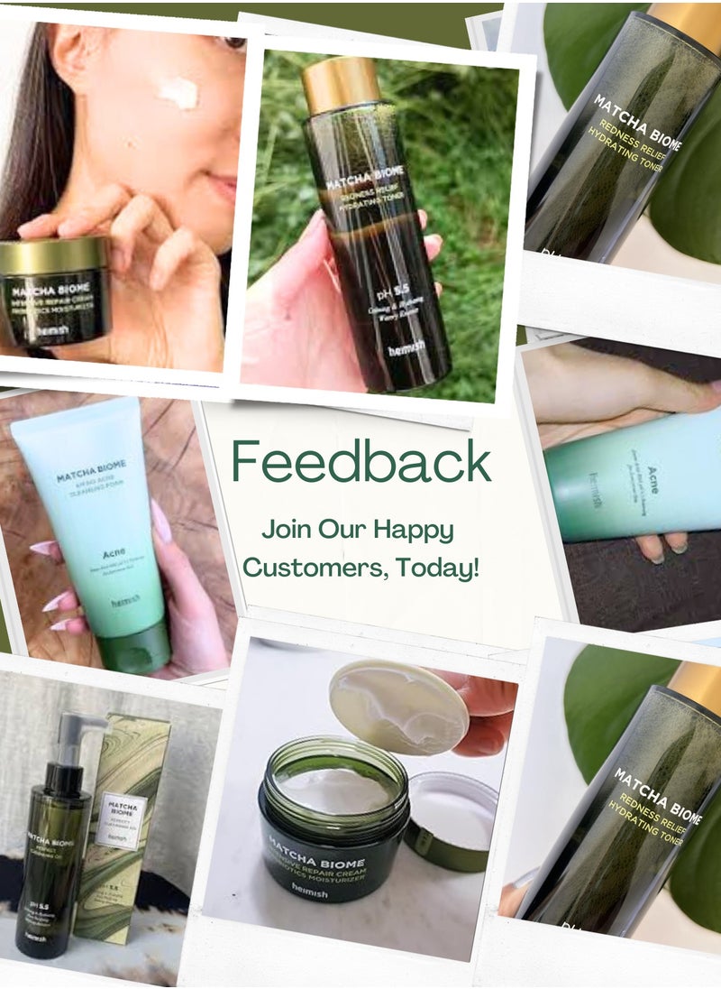 Heimish Heimish Matcha Biome Skincare Trio: Amino Acne Cleansing Foam, Redness Relief Hydrating Toner, & Intensive Repair Cream & Face Scrubber  - Image 3