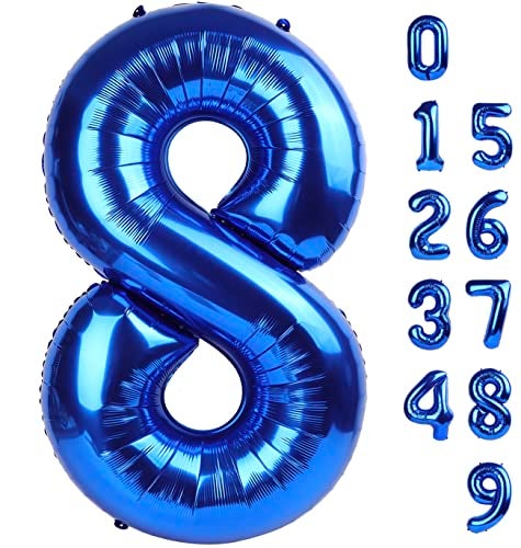 Mluchee 40 Inch Number 8 Balloon Navy Blue 8 18 28 80 Birthday Balloons for Men Boys 8th Birthday Decorations Party Supplies Wedding - Image 1