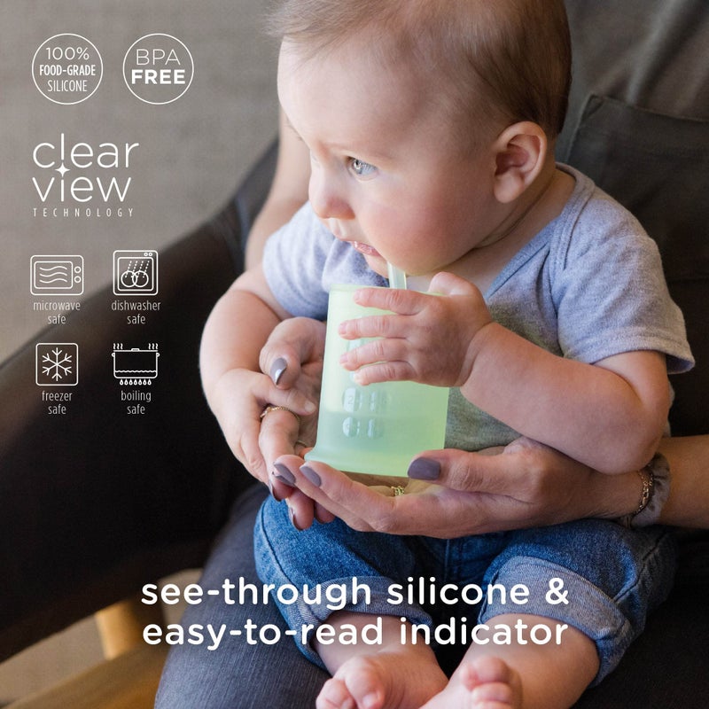Olababy Silicone Training Cup with Straw Lid | Babies Water Drinking Cup | 6+ Mo Infant To 12-18 Months Toddler | Sippy Cup For Kids & Smoothie Cup | Baby Led Weaning (Lemon, 5 oz) - Image 3