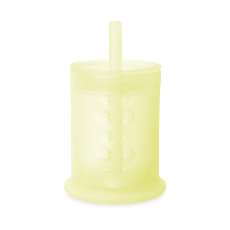 Olababy Silicone Training Cup with Straw Lid | Babies Water Drinking Cup | 6+ Mo Infant To 12-18 Months Toddler | Sippy Cup For Kids & Smoothie Cup | Baby Led Weaning (Lemon, 5 oz) - Image 1
