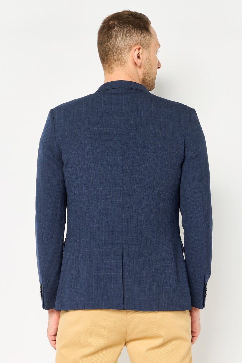 Selected Homme Men Slim  Fit Checkered Blazer Jacket, Blue - Image 2