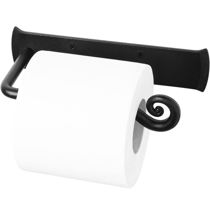 BATHROOM TOILET PAPER HOLDER HANDCRAFTED RUSTIC WROUGHT IRON WALL DECOR TOILET ROLL HOLDER BLACK MATTE WALL MOUNT BAR FOR MODERN FARMHOUSE BATHROOM DECOR
