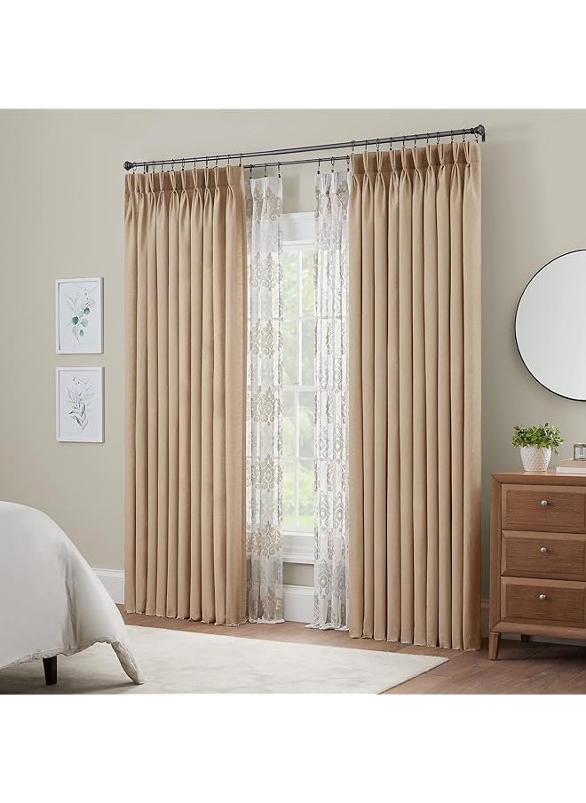 Waverly - Serendipity 10 Pinch Pleat Light Filtering Rod Pocket Window Curtain for Living Room (1 Panel), 50 in x 63 in, Linen - Image 1