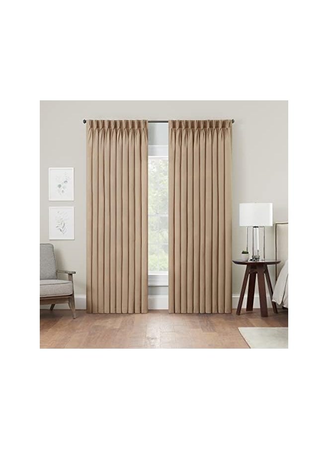 Waverly - Serendipity 10 Pinch Pleat Light Filtering Rod Pocket Window Curtain for Living Room (1 Panel), 50 in x 63 in, Linen - Image 1