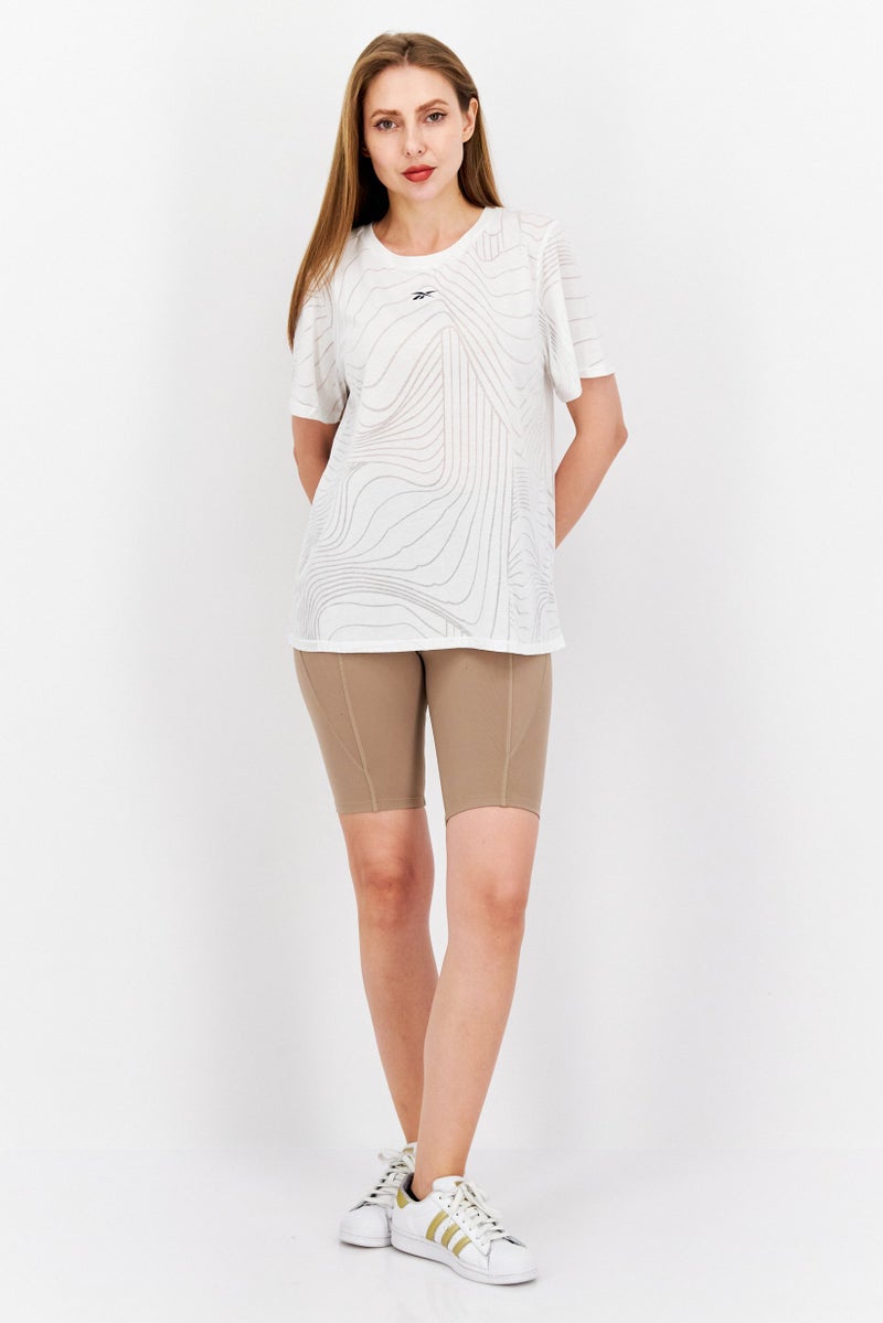 Reebok تي شيرت رياضي نسائي بأكمام قصيرة، أبيض - Image 3