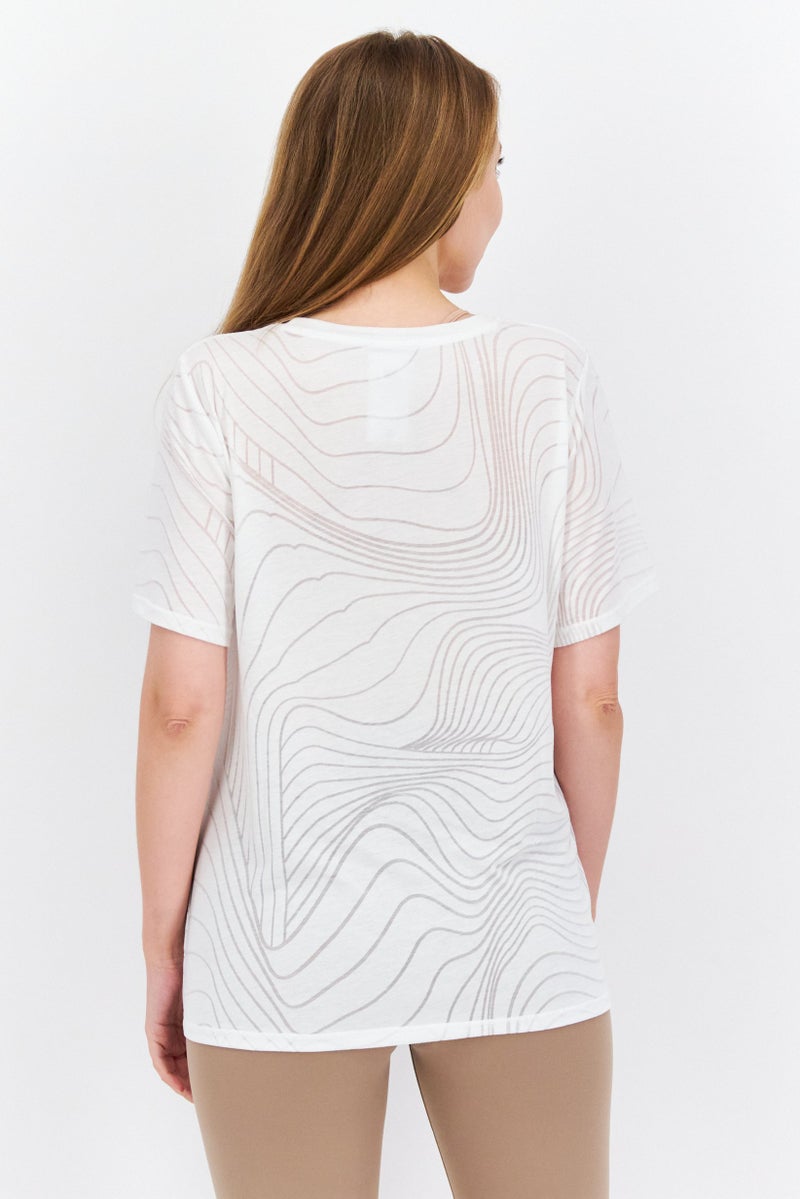 Reebok تي شيرت رياضي نسائي بأكمام قصيرة، أبيض - Image 4