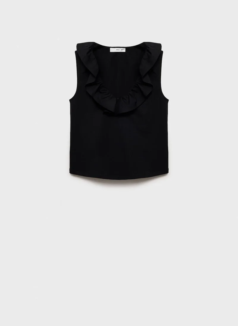 MANGO  cotton top with ruffles for Women | Best Price UAE