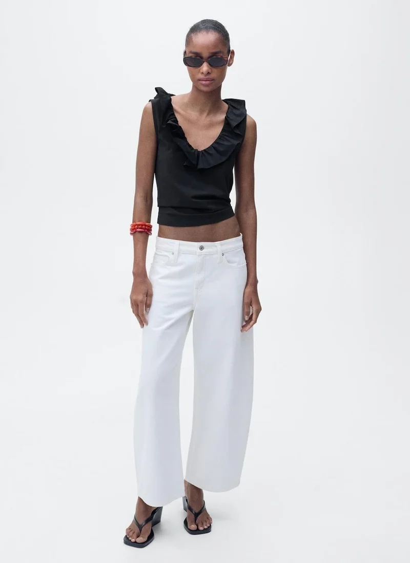 MANGO  cotton top with ruffles for Women | Best Price UAE