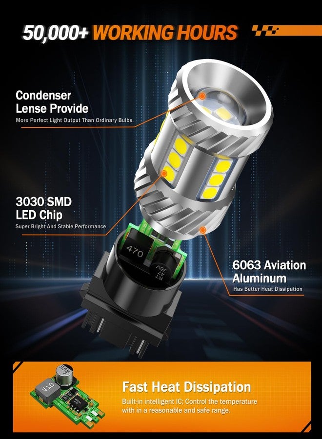 SEALIGHT 3157 LED Bulbs, 3157 LED Reverse Lights, 3157 LED Backup Reverse Lights 6000K 1800Lumens Super Bright, LED Brake Lights Tail Lights, Turn Signal LED - 3056 3156 3057 3157 LED Bulb, Pack of 2 - Image 5