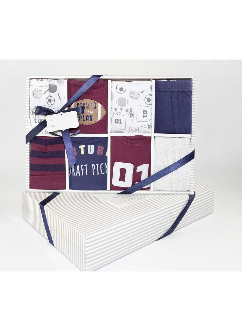 Newborn Baby 8pcs cute giftset with Body suits and Pants for boy and girl 9 in 1 - Image 1