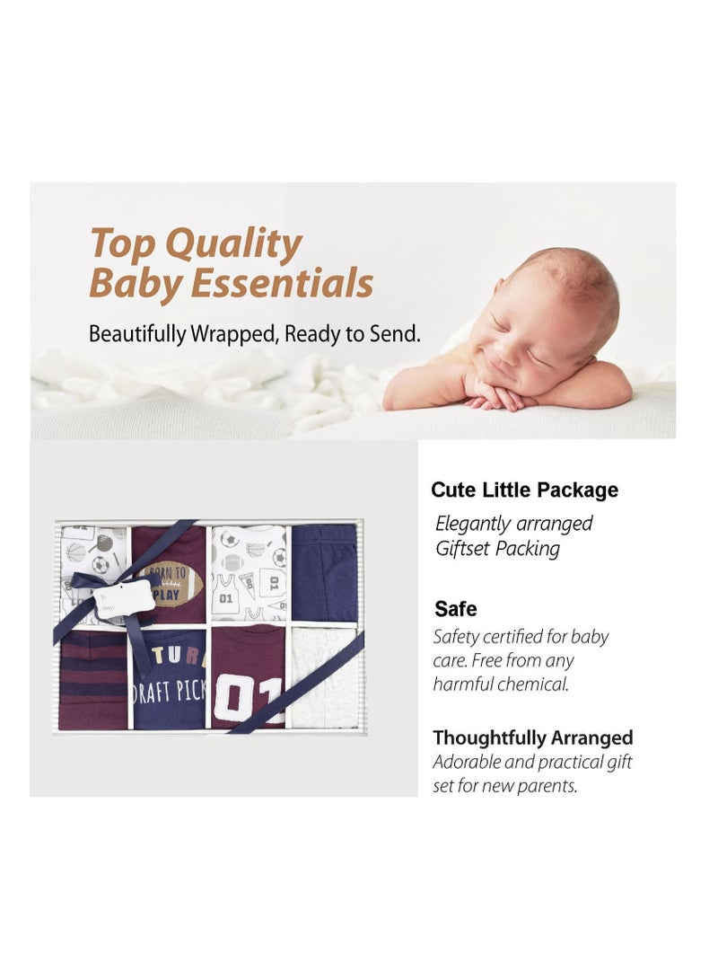 Newborn Baby 8pcs cute giftset with Body suits and Pants for boy and girl 9 in 1 - Image 3