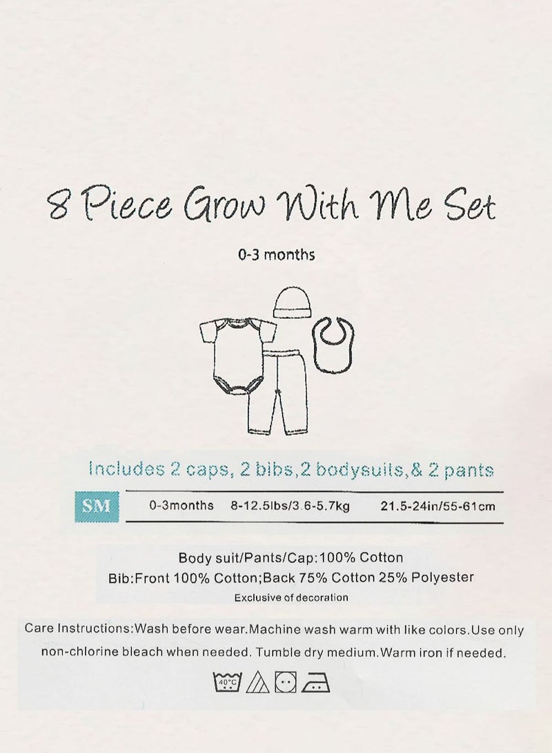 Newborn Baby 8pcs cute giftset with Body suits and Pants for boy and girl 9 in 1 - Image 5