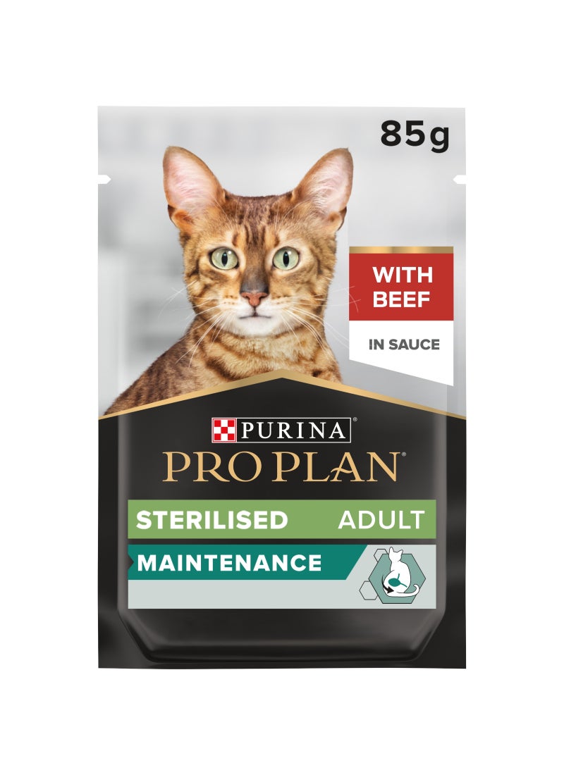 Purina Pro Plan Sterilised Wet Cat Food Beef In Gravy Multipack 10 x 85g - Image 2