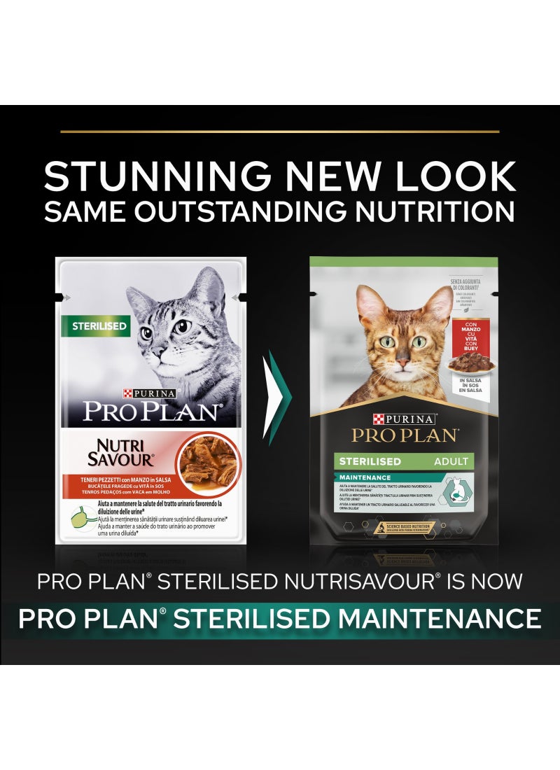Purina Pro Plan Sterilised Wet Cat Food Beef In Gravy Multipack 10 x 85g - Image 5