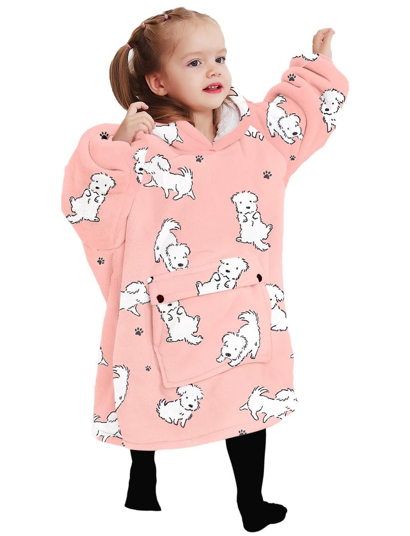 KFUBUO KFUBUO Wearable Blanket Hoodie for Kids Toddlers Sherpa Blanket Sweatshirt With Pocket Cute Dog Hoodies 26 Year Old Girl Boy Birthday Gifts