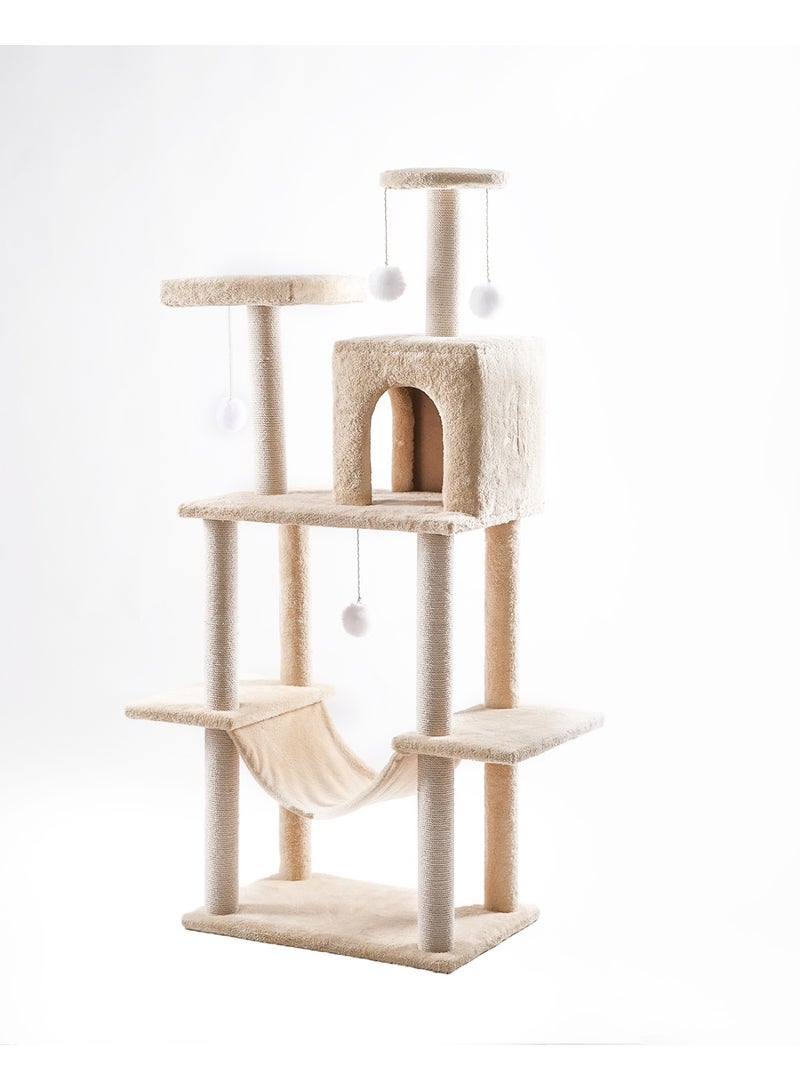Multi-Level Cat Tree with Condos & Hammocks 155cm - Image 2