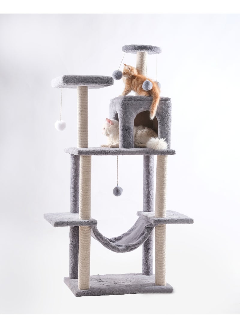 Multi-Level Cat Tree with Condos & Hammocks 155cm - Image 1