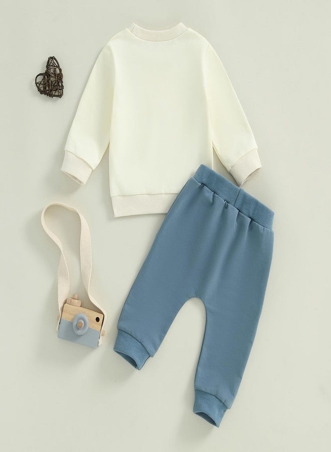 Lenjindjer Baby Boy First Trip Around the Sun Birthday Outfits Long Sleeve One Space Shirt Jogger Pants 1St Birthday Clothes (Blue, 12-18 Months) - Image 4
