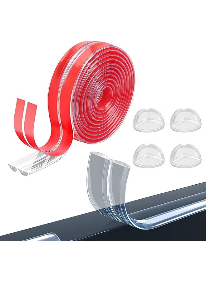 عربست - مجموعة واقي زاوية حافة الأمان ، لاصق لاصق مسبق الشريط سيليكون PVC 2M مع 4 واقيات زاوية تدقيق Psc ضد الزوايا الحادة لدرج طاولة الخزانة - Image 1