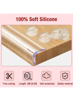 عربست مجموعة واقي زاوية حافة الأمان ، لاصق لاصق مسبق الشريط سيليكون PVC 2M مع 4 واقيات زاوية تدقيق Psc ضد الزوايا الحادة لدرج طاولة الخزانة  - Image 2