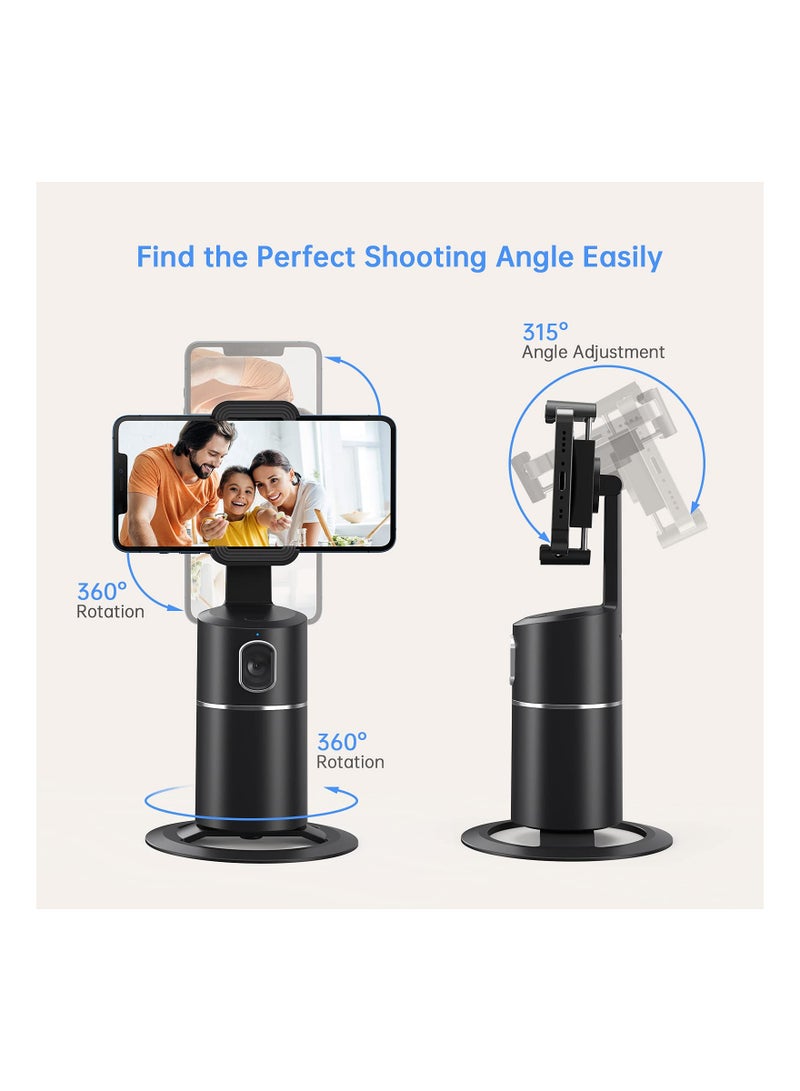 Auto Face Tracking Tripod, SYOSI 360° Rotation Phone Camera Mount, No App Required, Smart Shooting Phone Tracking Holder for Live Vlog Streaming Video, Rechargeable Battery-Black - Image 5