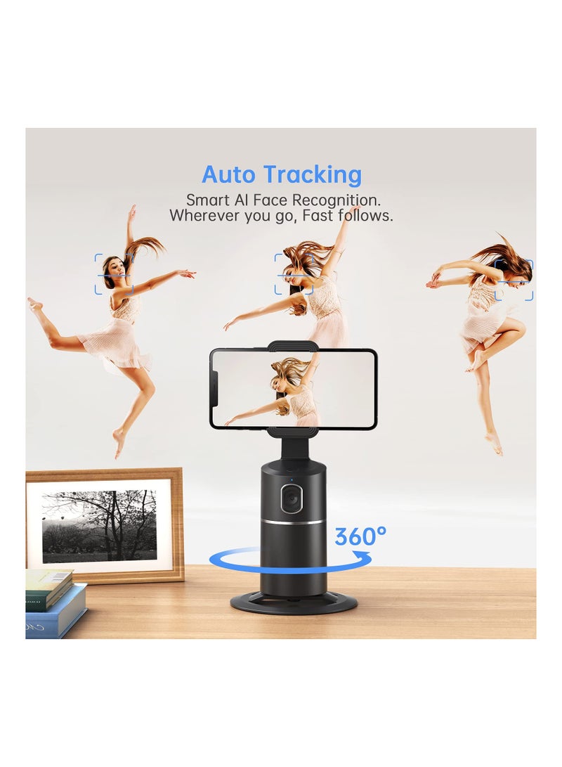 Auto Face Tracking Tripod, SYOSI 360° Rotation Phone Camera Mount, No App Required, Smart Shooting Phone Tracking Holder for Live Vlog Streaming Video, Rechargeable Battery-Black - Image 3