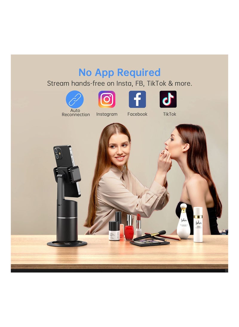 Auto Face Tracking Tripod, SYOSI 360° Rotation Phone Camera Mount, No App Required, Smart Shooting Phone Tracking Holder for Live Vlog Streaming Video, Rechargeable Battery-Black - Image 4