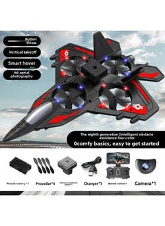 Four-rotor Remote Control Aircraft Obstacle Avoidance Foam Fighter Children Fixed-wing Drone Toy Aircraft With Lights-Color:Zy-906 Red Aerial Photography Version + Obstacle Avoidance + Height Fixing + Colored Lights