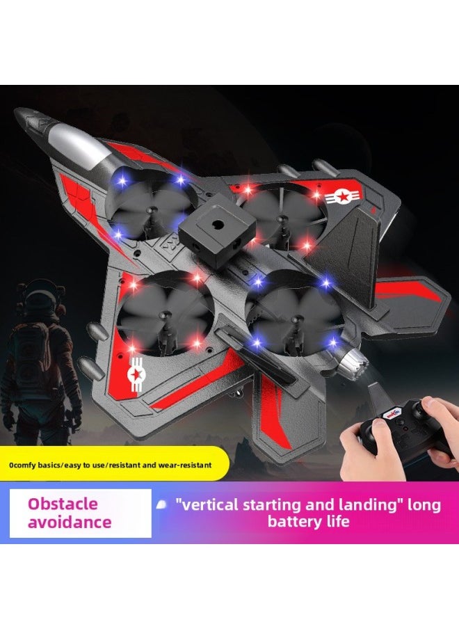 Generic - Four-rotor Remote Control Aircraft Obstacle Avoidance Foam Fighter Children Fixed-wing Drone Toy Aircraft With Lights-Color:Zy-906 Red Aerial Photography Version + Obstacle Avoidance + Height Fixing + Colored Lights - Image 1