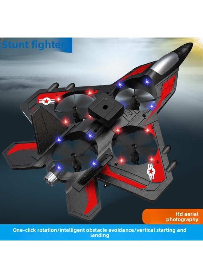 Generic - Four-rotor Remote Control Aircraft Obstacle Avoidance Foam Fighter Children Fixed-wing Drone Toy Aircraft With Lights-Color:Zy-906 Red Aerial Photography Version + Obstacle Avoidance + Height Fixing + Colored Lights - Image 1