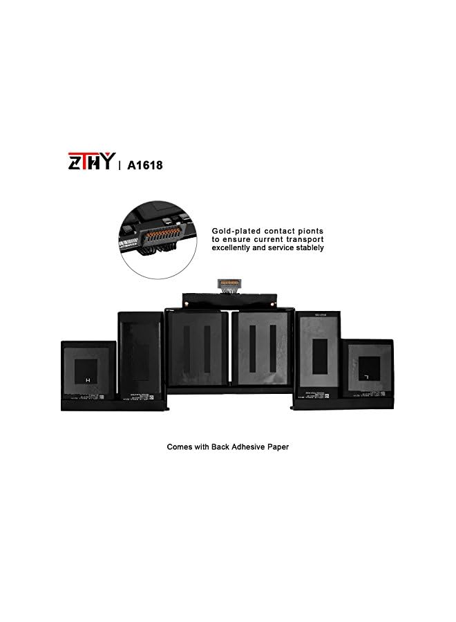 ZTHY 99.5Wh A1618 Laptop Battery Replacement For Macbook Pro 15 Inch A1398 Retina(2015 Version) 15.4" A1398 Mid 2015 Emc 2909 2910 Mjlt2Ll/A Mjlu2Ll/A Mjlq2Ll/A 020-0007902000079 6 Cell - Image 3