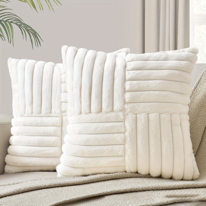 Rose Red Faux Plush Pillow Covers 40x40cm Set Of 2 With Zipper For Sofa And Bedroom - Image 5