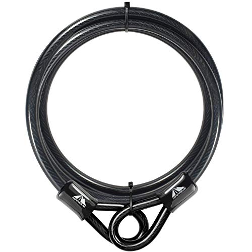 MARQUE Security Steel Cable - 3/8 inch (10 mm) Thick (4', 7', 15', 20' or 30') Vinyl Coated Braided Steel Cable with Double Sealed Looped Ends for U-Lock, Padlock, Disc Lock (7 FT) - Image 1