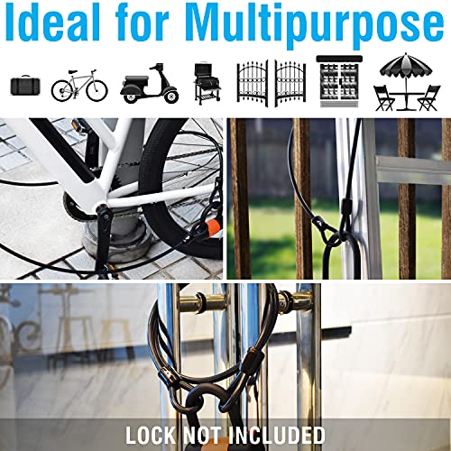 MARQUE Security Steel Cable - 3/8 inch (10 mm) Thick (4', 7', 15', 20' or 30') Vinyl Coated Braided Steel Cable with Double Sealed Looped Ends for U-Lock, Padlock, Disc Lock (7 FT) - Image 5
