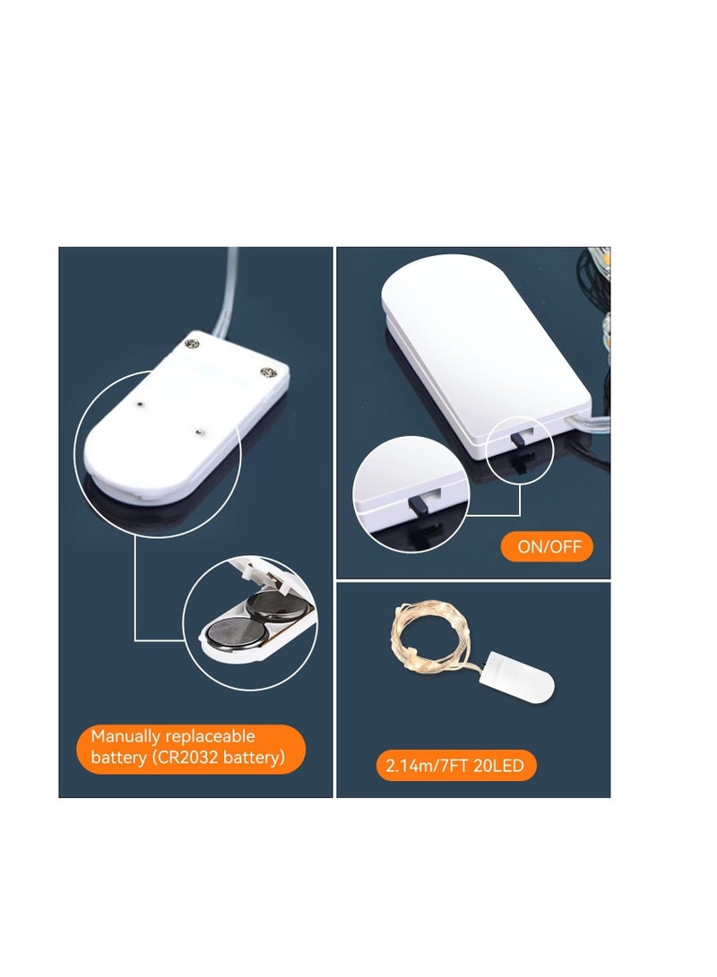 general 6 Pack Fairy Lights Battery Operated - 7ft 20 LED Twinkle Lights Copper Wire Mini String Lights Firefly Lights for Mason Jars Crafts Christmas Wedding Party Centerpiece Table Decor, Warm White - Image 4