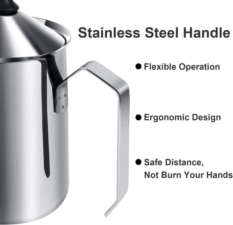 SHOPECOM Stainless Steel Milk Frother for Hot and Cold Coffee Coffee Foam Maker Double Froth Pump Hot and Cold Foam Maker Milk Warmer for Blender Manual Coffee Beater for Coffee Tea - Image 4