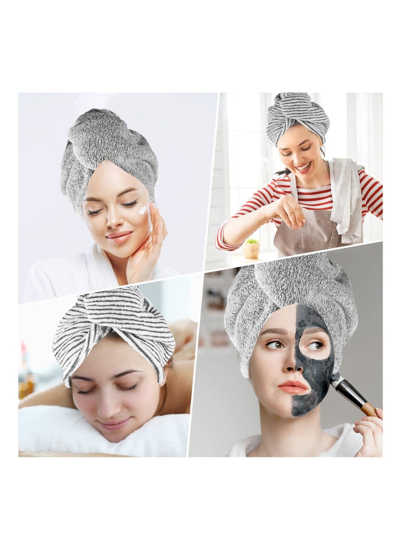 2 Pcs Microfiber Hair Towel Wrap Hair Turban Towel Soft and Anti Frizz Head Towel Super Absorbent Hair Drying Towel with ons Fasten Salon Dry Hair Hat for Women Girls - Image 4