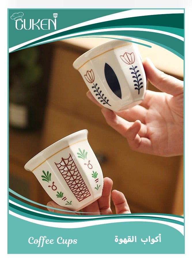 ساكن أكواب قهوة سيراميك، قطعتان، أكواب إسبريسو سعة 180 مل للشاي التركي والكابتشينو واللاتيه - Image 1
