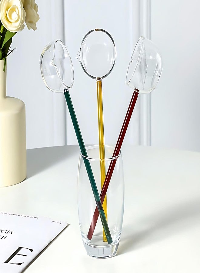 Home Essentials HomeEssentials Glass Stirring Spoon, Crystal Clear Borosilicate Teaspoons - Milk Spoon/Coffee Spoon/Soup Spoon/Dessert Spoon (Multicolor, Pack Of 2), 26 Centimeters - Image 3