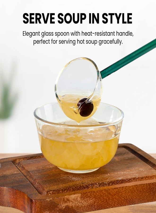 Home Essentials HomeEssentials Glass Stirring Spoon, Crystal Clear Borosilicate Teaspoons - Milk Spoon/Coffee Spoon/Soup Spoon/Dessert Spoon (Multicolor, Pack Of 2), 26 Centimeters - Image 2