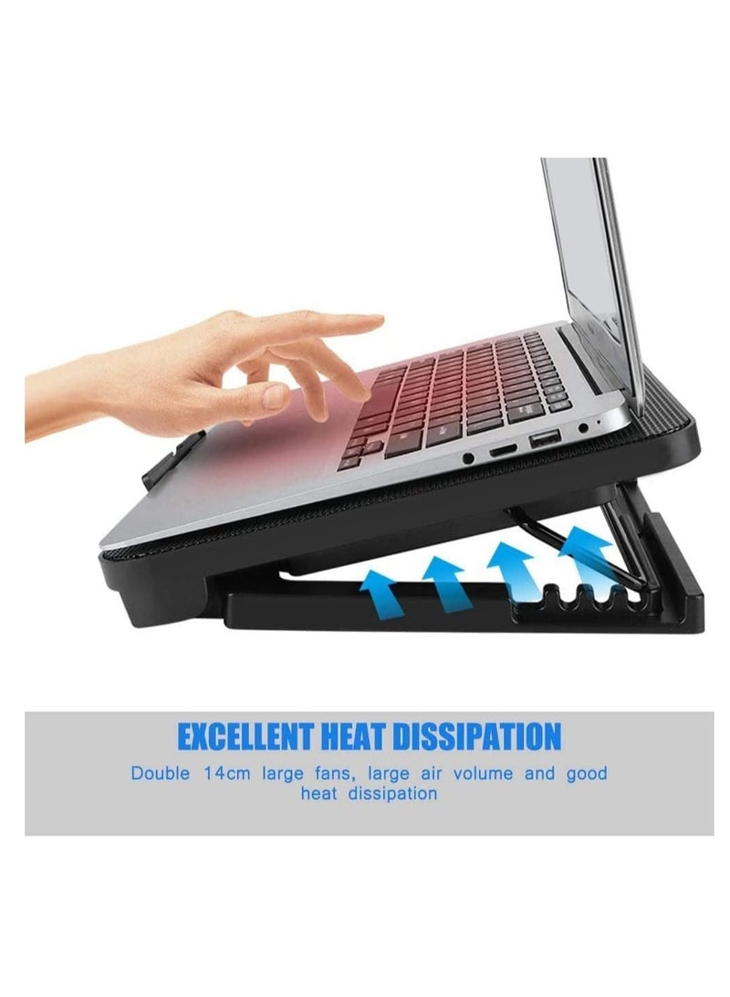 N99 Cooling base for laptops With Level angle adjustable , 2 Fan Cooling PAD With Two USB and Light - Suitable for all brands of laptops under 17 inches - Image 2