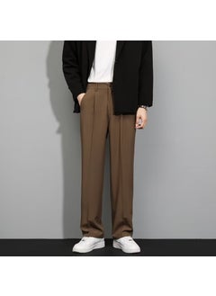 Generic Trendy Solid Color Mens Casual Loose-fit Harajuku Cropped Pants Spring Season 2023 New Style Youth Fashion Elégant Pantalons Brown  - Image 1